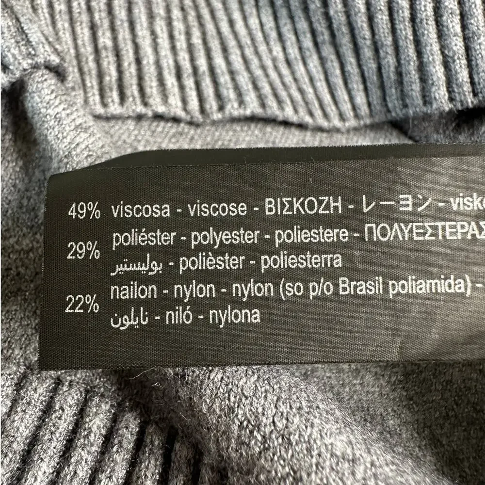 Zara: Slate Gray Knit Rhinestone String Hoodie